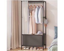 Entree Meubel - Garderobe Bank - Hal Opbergen - 3-in-1 Functionaliteit - 62x43x166 cm - Zwart