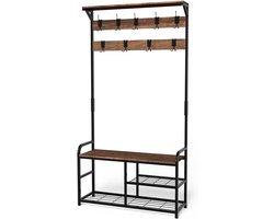Entree meubel - Garderobemeubel - Organiseren van spullen - 4-in-1 functionaliteit - 185 x 85 cm - Zwart