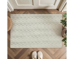 Entree Tapijt - Kleine vloerbedekking - Binnenhuis decoratie - Antislip achterkant - 60x90cm - Ecru