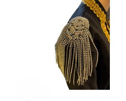 Epaullet schouder - Goudkleurig met bling-bling steentjes en kettinkjes