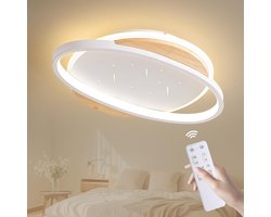 Epochglo – Decoratieve LED Plafondlamp 38W – Dimbaar met Afstandsbediening – Artistiek Ovaal Ontwerp met Sterrenhemel Effect – Voor Slaapkamer, Woonkamer, Kantoor, Studieruimte
