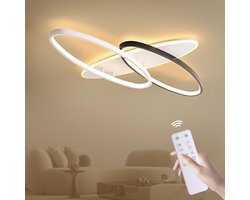 Epochglo – Decoratieve LED Plafondlamp 52W – Dimbaar met Afstandsbediening – Artistiek Dubbele Ring Ontwerp – Voor Woonkamer, Slaapkamer, Studeerkamer, Kantoor