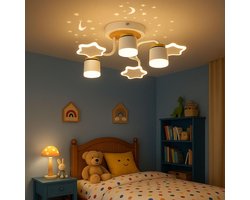 EpochGlo LED Plafondlamp Kinderkamer – Sterrenhemel Projector, Dimbaar met Afstandsbediening, 24W