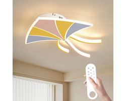 Epochglo LED Plafondlamp Kinderkamer - Vlieger Design 53cm (Mix van Roze, Oranje & Blauw) met Decoratieve Staart - 26W 2600LM - Dimbaar (3000K-6000K) - Afstandsbediening, Nachtlampje & Timer - Vrolijke Slaapkamerlamp voor Jongens & Meisjes