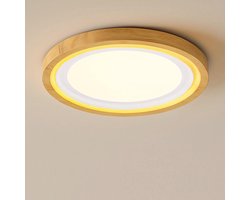 Epochglo LED Plafondlamp Rond Houtlook – Ultra Plat Design, Dimbaar – 24W, 1680-2400 Lumen, 3000K – Ø30 cm – Slaapkamer, Hal, Keuken, Woonkamer