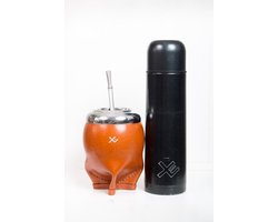 EquisMate - Yerba Mate thee - Thermosbeker - Keramische Kalebas - Bombilla - Oranje