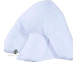 Equivera Batwing vormige kussen en cover voor nek & rug ondersteuning - hout - Hollowfiber vulling - gezonde houding - gratis witte cover leeskussen