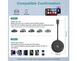Equivera Draadloze CarPlay Dongle - Zet Bedraad CarPlay om in Draadloos - 5Ghz WiFi - iPhone Adapter met iOS 10+ Carplay dongle 2.0
