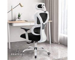 Equivera Ergonomische bureaustoel verstelbare hoofdsteun Armleuningen Lendensteun tegen rugpijn 150kg/330LB laadbalk55 * 25 * 55wit Gaming chair 20