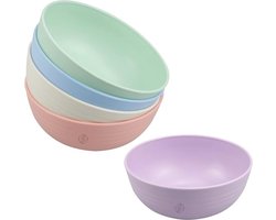 Equivera oliebollenschaal - Jaarwisseling - Set van 5 Herbruikbare Plastic Schalen - Breukvast en Lichtgewicht - Voor Soepen, Pasta, Rijst, Ontbijtgranen (Multicolor)