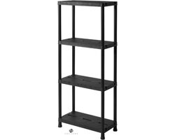 Equivera Stellingkast | Kunststof | 4 Planken | 60x138x30 cm | Max. 125 kg Draagvermogen | Binnengebruik