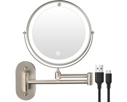 Equivera Vergrootspiegel - Vergrootspiegel met Verlichting - Vergroot Spiegel - Make Up Spiegel - Makeup Spiegel - Scheerspiegel - Must have voor in huis!
