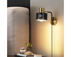 Equivera Wandlamp Binnen Met Snoer - Wandlamp - Muurlamp - Wandlamp Binnen Woonkamer - Wandlamp Kinderkamer - Wandlamp Met Snoer - Wandlamp Met Stekker