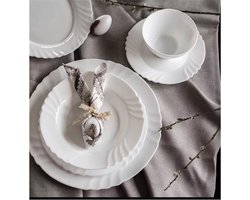 Erc Home - Avangarde collection pearl serviesset 24 delig - bordenset - borden - 6 persoons - duits design - Opaal glas - Wit