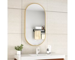ERFU Ovale Badkamerspiegel 50x100 cm in Koperkleur: Luxe, Verwarming en Dimbare LED Verlichting