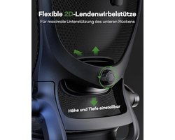 ErgoAir Pro Bureaustoel – Ergonomische Mesh Bureaustoel met Verstelbare Lendensteun, 2D Hoofdkussen, 3D Opklapbare Armleuningen, Kantelfunctie & Hoogteverstelling – Ademend, Comfortabel en Duurzaam – Zwart Alta