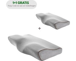 ErgoComfy® LuxLine - Hoofdkussen - Ergonomisch - 60x35cm - Orthopedisch - Traagschuim - Nekklachten - Tegen Nek- en rugklachten