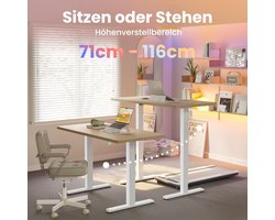 ErgoLift Compact Elektrisch Zit-Sta Bureau 80x48 cm – In Hoogte Verstelbaar Sta-Bureau met 4 Geheugenstanden – Ergonomisch Bureau voor Thuis & Kantoor – Stabiel Stalen Frame – Licht Walnoot Houtkleur Alta