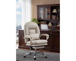 ErgoLux Executive Bureaustoel met Hoge Rugleuning, Ergonomisch, 360° Draaibaar en Verstelbare Kantelfunctie – Luxe Leren Kantoorstoel 71x68x111 cm – Novihome