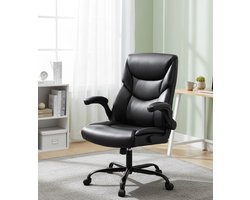 ErgoLux High-Back Ergonomische Bureaustoel met Opklapbare Armleuningen, PU-Leren Zitting en Verstelbare Rugleuning, 72,5x73,5x119,5 cm – Novihome