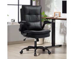 ErgoLux Luxe Ergonomische Bureaustoel met Hoge Rugleuning, Kantelfunctie en Opklapbare Armleuningen – Krasbestendig Kunstleer, Traagschuim Zitting, 150 kg Draagkracht, 65x113x67,5 cm – Novihome