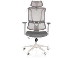 ERGOMY W | Stof / Net | Frame: Wit - Professionele bureaustoel Grijs