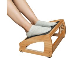 Ergonomic Under Desk Footrest with 3 Height Positions and Non-Slip Surface - Wooden Foot Stool for Adjustable Support