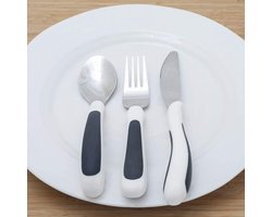 Ergonomisch aangepast bestekset - Verdikt bestek | Meer grip - Artritis - Wit / Zwart