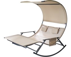 Ergonomisch Duo Ligbed Beige - 2-Persoons Schommelbank Tuin - 250kg Sterk - Creme Kleur