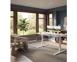 Ergonomisch Elektrisch Verstelbaar Sta-Zit Bureau 140x70 cm – Hoogte verstelbaar 72-118 cm – Met USB-A & USB-C Oplaadpoorten – Modern Thuis- en Kantoorbureau – A-Furniture