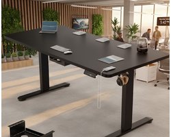 Ergonomisch Elektrisch Verstelbaar Zit-Sta Bureau 160x80 cm – A-Furniture In Hoogte Verstelbaar Bureau met 3 Geheugenstanden, USB-A, Kabelmanagement & Stabiel Metalen Frame – Thuiswerk, Kantoor & Studie, Zwart