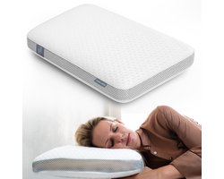 Ergonomisch Kussen | Medic Pillow Hoofdkussen - Memory Foam Traagschuim Kussens | Ergonomische Hoofdkussens Tegen Nekklachten | Verkoelend Slaapkussen voor Zijslapers, Rugslapers en Buikslapers - 60x40x10 cm - Wasbare Hoes van BIO Katoen
