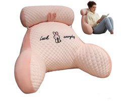 Ergonomisch leeskussen 60 x 40 cm - Rugkussen met verwijderbare hoes - Comfortabel leeskussen voor op de bank met nek- en armondersteuning - Voor lezen en werken - Roze