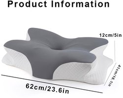 Ergonomisch Vlinder-Vormig Traagschuim Kussen Nek Kussen, IJs-Voelend Ademend en Comfortabel, Ergonomisch Orthopedisch Neksteun Kussen voor Zij, Rug- en Buikslapers, blauwe kleur.