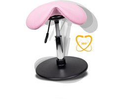 Ergonomische balanskruk, wiebelkruk, zit-sta kruk, zadelkruk, stahulp | laag model in de kleur roze.