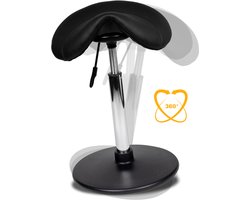 Ergonomische balanskruk, wiebelkruk, zit-sta kruk, zadelkruk, stahulp | standaard model in de kleur zwart