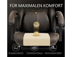 Ergonomische Big & Tall Gamingstoel Novihome TitanMax – PU-leer, massage lendensteun, voetensteun, verstelbare hoofd- en lendensteun, ergonomische computerstoel, belastbaar tot 180 kg – Geel/Bruin