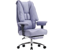 Ergonomische Bureaustoel - 180kg - Met voetsteun - Paars - Breed zitvlak - Leder - Hoge rug - Voor kantoor & gamen