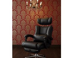 Ergonomische Bureaustoel 200 kg – XXL Executive Office Chair – 60 cm Brede Zitting – 9 cm Verstelbare Hoofdsteun – Verstelbare Lendensteun – 90°-120° Kantelbare Rugleuning – PU Leer – Rustige Rubber Wielen – Voetsteun – EN12520 – Zwart –