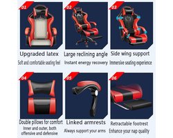 Ergonomische Bureaustoel 64x112 cm – Luxe Chefsessel van Kunstleer met Verstelbare Hoogte, 360° Draaibaar, Kantelbare Rugleuning & Tot 180 kg Belastbaar – Home Office & Gaming Stoel