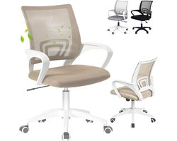 Ergonomische Bureaustoel Beige met Lendensteun en Krasbestendige Wielen
