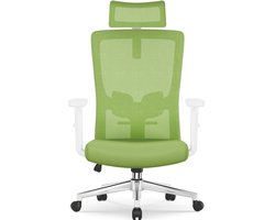 Ergonomische Bureaustoel - Bureaustoel - Bureaustoelen voor Volwassenen - met Verstelbare Hoofdsteun, Armleuningen en Lendensteun - 150 Kg - Groen