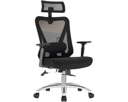 Ergonomische bureaustoel - Bureaustoel - Kantoor - Werkkamer - tot 150kg - S-ontwerp - Zwart - Ergonomisch
