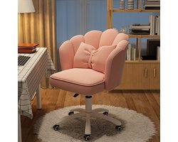 Ergonomische bureaustoel-Bureaustoelen voor volwassenen-Bureau Stoel met Fluweelblad | Strikvormige-Foam Vulling- Metalen Frame-Beauty - Salon - Kaptafel (roze).
