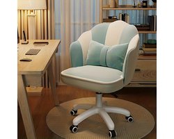 Ergonomische bureaustoel-Bureaustoelen voor volwassenen-Bureau Stoel met Fluweelblad | Strikvormige-Foam Vulling, Metalen Frame-Beauty - Salon - Kaptafel-( Blauw Wit).