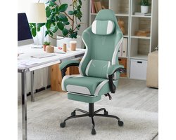 Ergonomische bureaustoel-Bureaustoelen voor volwassenen- Hoge Kwaliteit Stof Zacht Als Kunstbont- Ergonomische PC-stoel-erstelbare Draaibare Werkstoelen Met Voetsteun-(Groen).