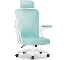 Ergonomische bureaustoel-Bureaustoelen voor volwassenen-Kantoorstoel met Verstelbare Schuim Lendensteun-Verstelbare Hoofdsteun- Opvouwbare Armleuningen- 135° Kantelbaar-Zitoppervlak 150kg-(Groen).