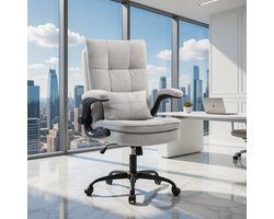 Ergonomische bureaustoel Casa Serena - Managersstoel PC-stoel met hoge Rugleuning, geschikte Stof, Draaibaar, Kantelbaar en Verstelbaar - Zwart of Grijs - Draagvermogen tot 150 kg - Comfort voor Thuis en Kantoor