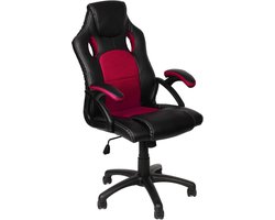Ergonomische Bureaustoel - Directiestoel Comfort - Thuiswerken Kantoor - Kantelmechanisme 110 Graden - 150 kg Belastbaar - Rood Zwart