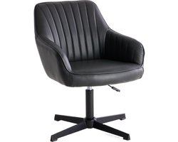 Ergonomische Bureaustoel - draaistoel, Kinderstoel, in hoogte verstelbare make-upstoel, werkkamer, Bureaustoelen voor Volwassenen tot 135kg - Office Chair, voor thuis, slaapkamer, kantoor, studeerkamer, make-up stoel (zwart)